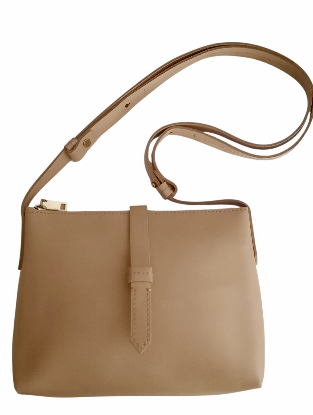 J. CREW Parker Leather Adjustable Strap Slim Crossbody/Shoulder Bag Tan/Beige